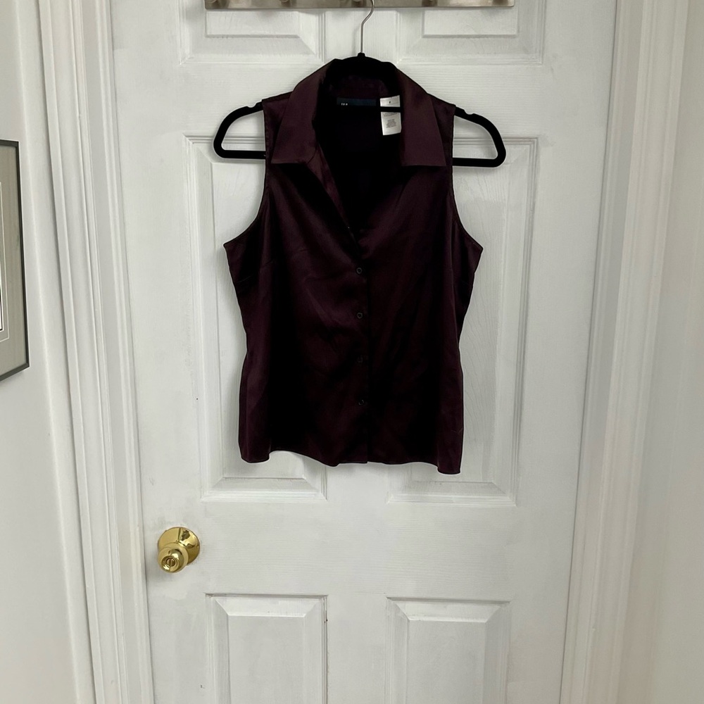 INC Women's Silk (95%)Sleeveless Blouse - Brown